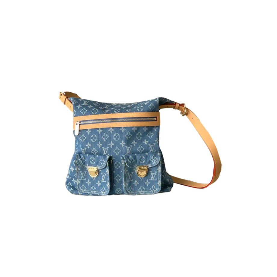 l0*is V*t0n large denim bag vintage bag 346587 (34*30*13cm)